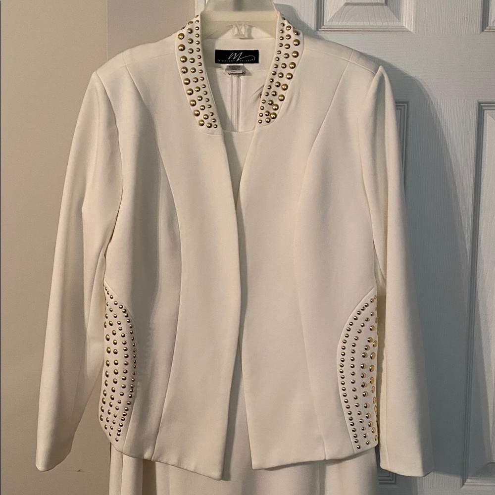Midnight Velvet White Midi Dress with Jacket